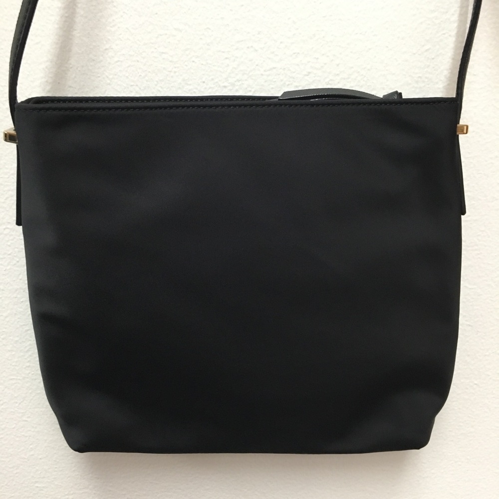 Kate Spade Medium Nylon Crossbody Handbag Black Gold Classic Preppy - Picture 11 of 16